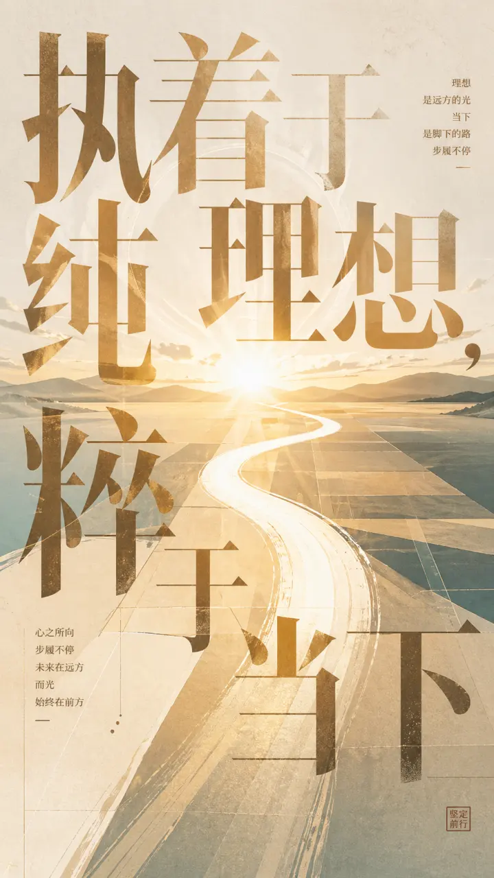 执着于纯理想，粹于当下积极概念海报